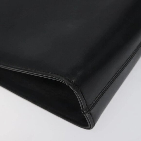 Salvatore Ferragamo Gancini Chain Shoulder Bag Leather Black Gold - Picture 11 of 16